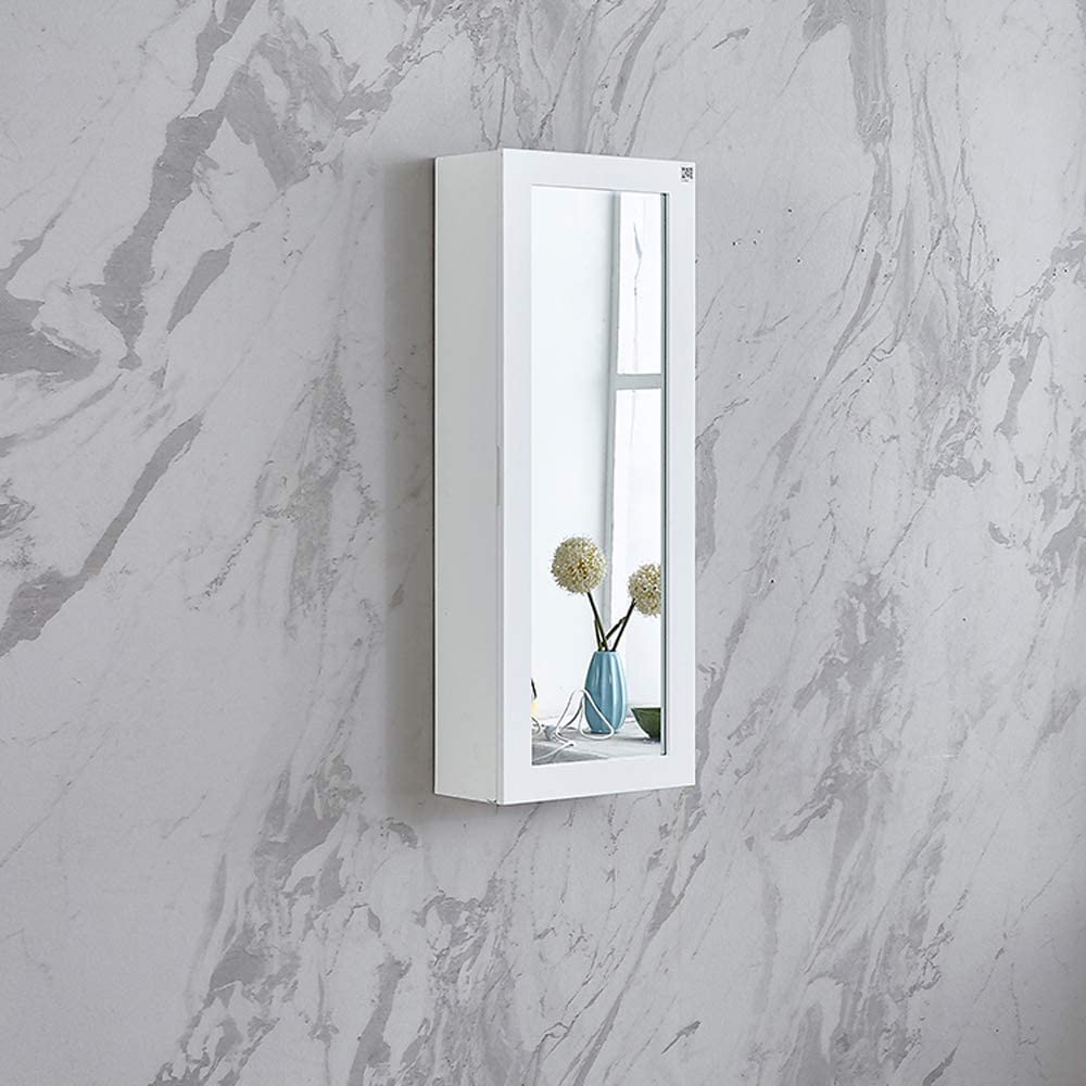 GLSCASA Ironing Board Cabinet Wall Mounted Storage Cabinet Foldable with Mirror, White