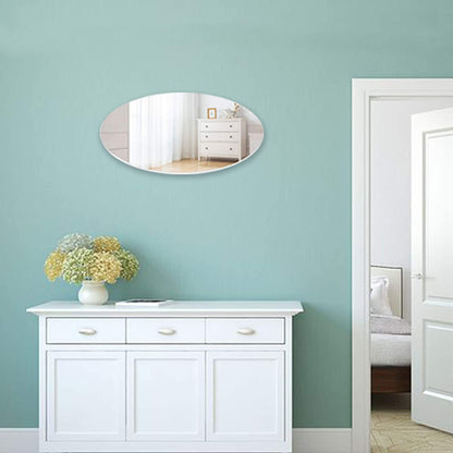 GLSCASA Oval Wall Mounted Mirror Dressing Mirror Frameless,Bedroom or Bathroom Mirror,Horizontal or Vertical(25.1" x 14.8" x 0.79")