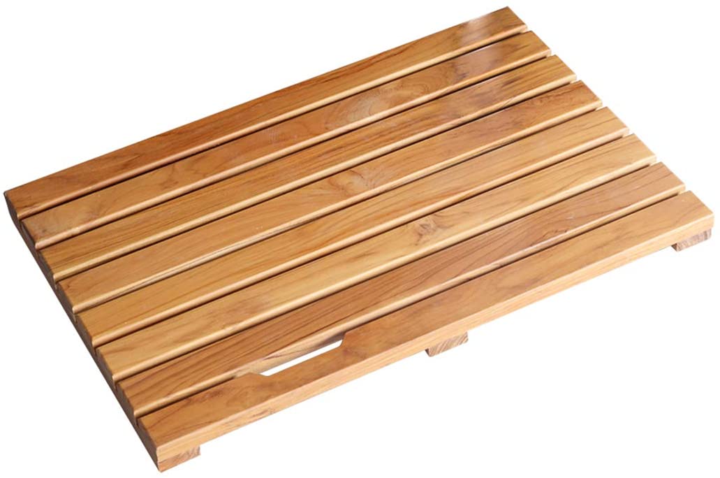 GLSCASA Teak Bath Mat Non Slip Luxury Spa Solid Teak Bath Mat Indoor/Outdoor Shower Mat Large Floor Mat 23.6'' x 15.7'' x 1.4''
