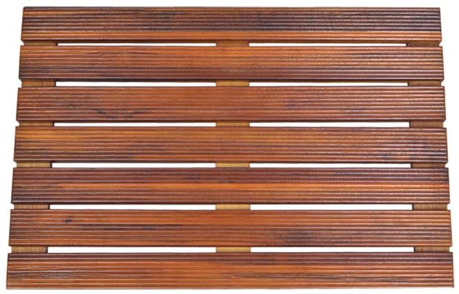 GLSCASA Sturdy Heavy Natural Teak Non Slip Spa Bath Mat for Tub Shower Bathroom,Indoor Outdoor Use (21 x 14 x 1.2)